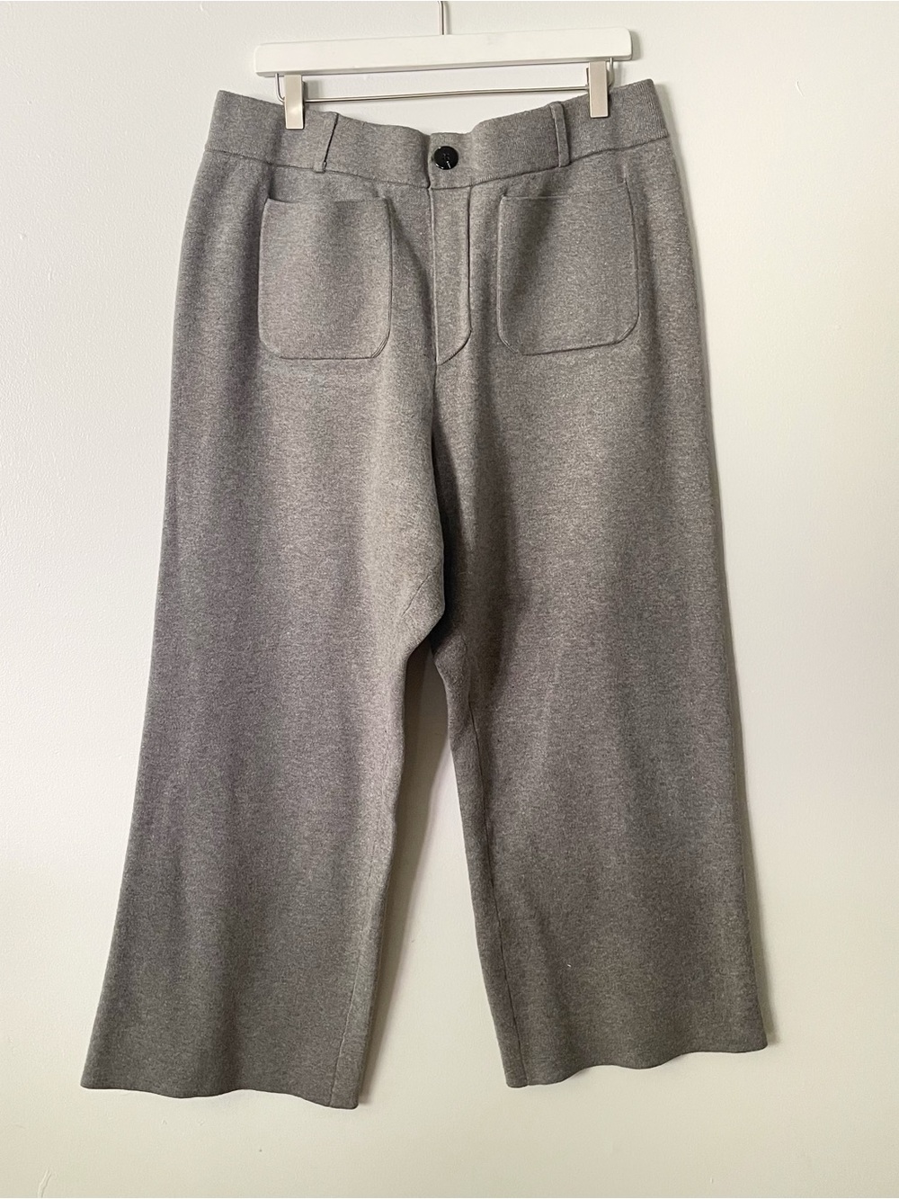 Anthropologie Maeve Heather Gray Colette Wide Leg High Rise Pants size XL EUC